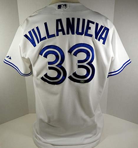 2012 Toronto Blue Jays Carlos Villanueva 33 Oyun Kullanılmış Beyaz Forma - Oyun Kullanılmış Major league Baseball Formaları