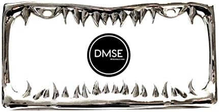 DMSE Evrensel Metal Köpekbalığı Diş Diş Jaws plaka çerçevesi Serin Tasarım Herhangi Bir Araç İçin (Krom)