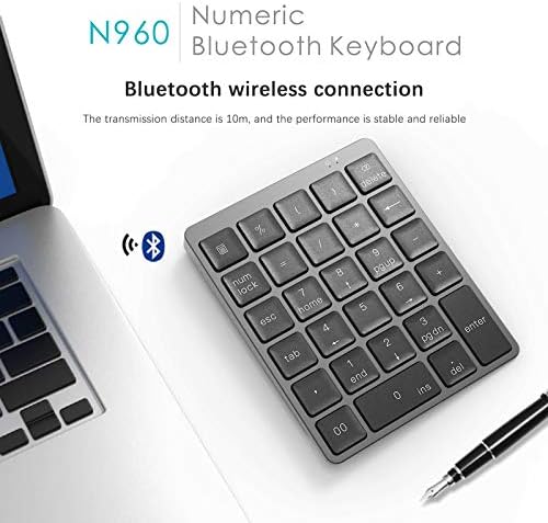 Ofis Dizüstü PC için Kablosuz Bluetooth Sayısal Tuş Takımı 28 Tuşlu Sayısal Tuş Takımı (1 ADET, Siyah)