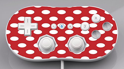 Kırmızı Arka Plan ile Beyaz Polka Dot Polka Dots Desen Vinil Decal Sticker Cilt tarafından Mehtap Baskı için Wii Klasik Denetleyici