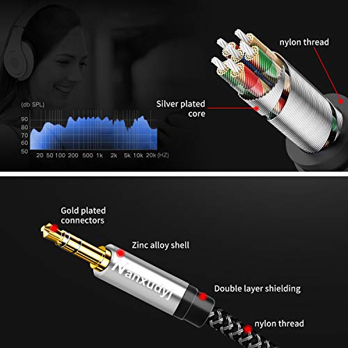 Nanxudyj Dik Açı 3.5 mm Stereo Ses Kablosu 100ft, Aux 3.5 mm Erkek-Erkek Kablo 90 Derece AUX Kablosu Kulaklık,iPhone, Tablet,