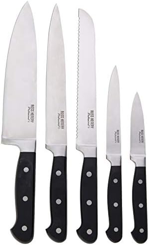 Ross Henery Profesyonel Bıçaklar, hız tasarrufu sağlayan ahşap blokta 5 Parça paslanmaz çelik mutfak bıçağı seti