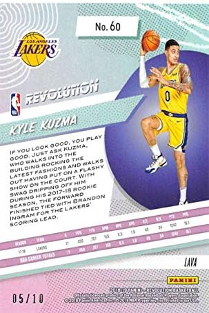 2018-19 Panini Devrimi Lava Basketbol 60 Kyle Kuzma SER/10 Los Angeles Lakers Resmi NBA Ticaret Kartı Panini Tarafından