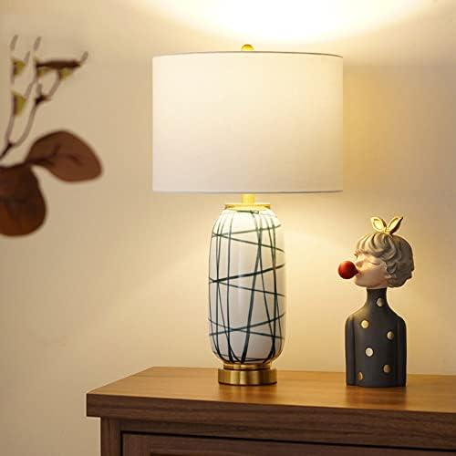 FAJOPQW İskandinav El Boyalı Çizgili Seramik masa lambası Yatak Odası Başucu Lambası çalışma masası Lambası Oturma Odası Ev Dekorasyon
