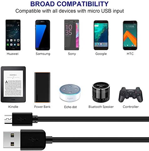Dericam 5V 2A Mikro USB Duvar Şarj Cihazı, Android Şarj Kablosu, Android Akıllı Telefon/Tablet ve Ev Güvenlik Kamerasının Şarj