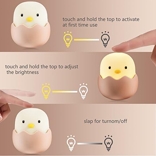 Qwıfyu Çocuklar Gece Lambası, Sevimli Yaratıcı Yumurta Kabuğu Bebek Gece Lambası Dokunmatik Sensör ile, Kadınlar için En İyi