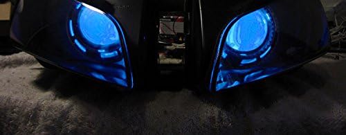 ıJDMTOY (2) v2. Mavi 3-SMD-5050 LED Modülleri İle Uyumlu Araba Motosiklet Projektör Far Iblis Gözler Güçlendirme