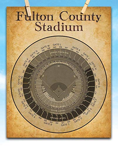 Atlanta-Fulton County Stadyumu Oturma Tablosu - 11x14 Çerçevesiz Sanat Baskısı-15 Doların Altındaki Beyzbol Hayranları için Harika