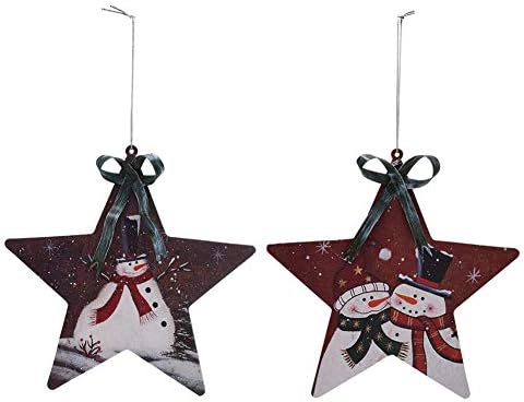 E-view Rustik Metal Kalp Kardan Adam Noel Süsler Dekoratif Asılı Noel Süsler Noel Ağacı Tatil Süslemeleri (Yıldız Şeklinde 2