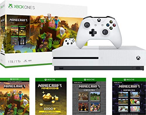 Xbox One S 1 TB Minecraft Creators w/ Xbox Live 3 Aylık Altın Üyelik: 1 TB Xbox One S Beyaz Konsol, Kablosuz Denetleyici, Xbox
