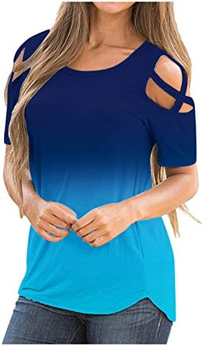 Toeava Bayan Kısa Kollu Gömlek Bluz Yaz Casual Tops Gevşek Grafik Tees Sevimli Baskılı Yuvarlak Boyun Omuz Tişörtleri