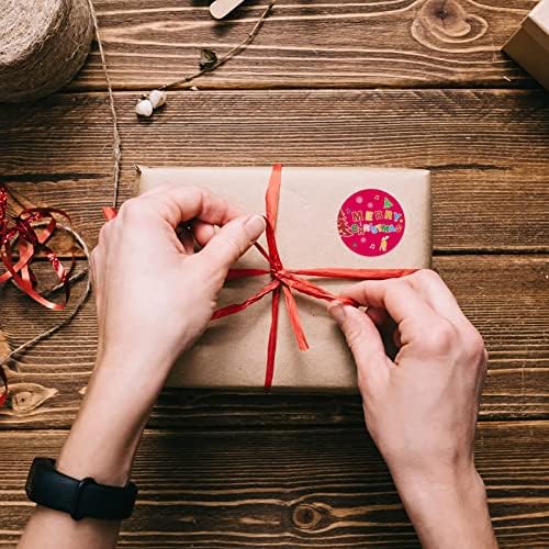 Fiercy 1.5 Merry Christmas Çıkartmalar ile Pembe Arka Plan, okul Kız Tarzı Noel Kendinden Yapışkanlı etiket rulosu için Hediye
