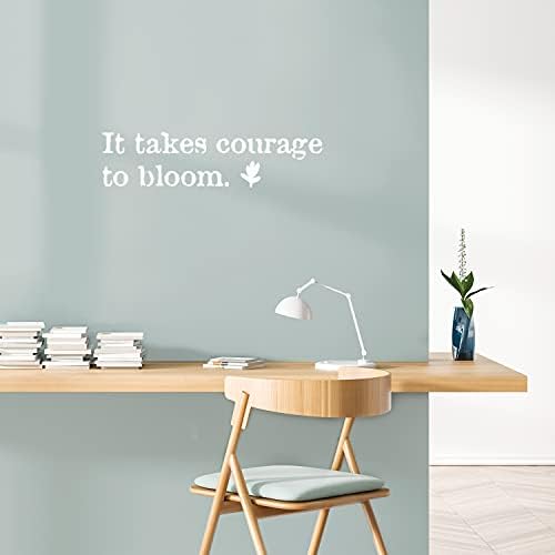 Vinil Duvar Sanatı Çıkartması - Çiçek Açmak Cesaret İster - 8 x 30 - Modern İlham Verici Pozitif Benlik Saygısı Alıntı Sticker