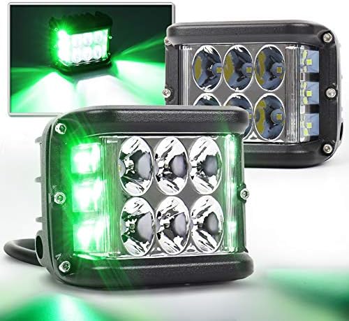 OVOTOR çift yan Shooter LED ışıkları 4 inç yeşil DRL katı & Strobe Off Road LED Pod ışıkları sürüş ışıkları için Jeep traktör
