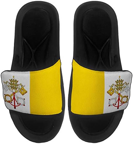 ExpressİtBest Yastıklı Slide-On Sandalet / Erkekler, Kadınlar ve Gençler için Slaytlar-Vatikan Bayrağı (Holy See) - Vatikan Bayrağı