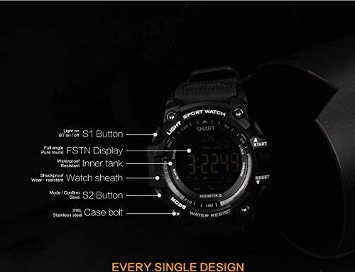 OPUDA IP67 Su Geçirmez EX18 akıllı saat Destek Çağrı ve SMS Uyarısı Pedometre Spor Faaliyetleri takip saati Smartwatch (Siyah)