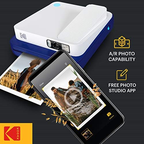 Kodak Smile Classic Bluetooth özellikli Dijital Fotoğraf Makinesi (Mavi) 10 Paket 3. 5x4. 25 inç Premium Zink Baskı Fotoğraf