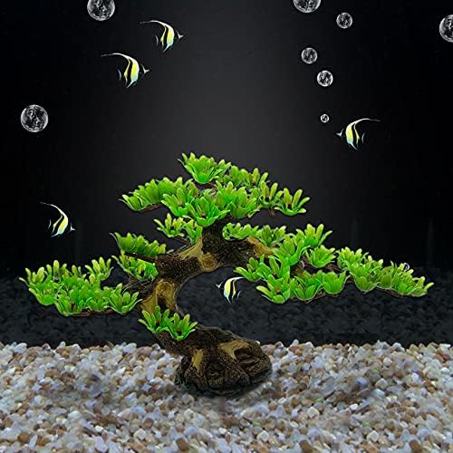 Hamiledyi Akvaryum Bitki Yapay Çam Ağacı Plastik Bitki Dekor için Akvaryum Balık Tankı Bonsai Süs, Yeşil