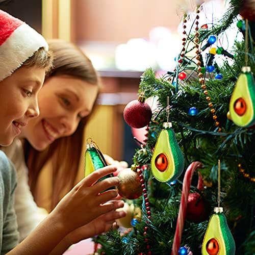 Fovths 2 Paketleri Noel Avokado Guacamole Üflemeli Cam Süsler için Noel Ağacı 2x1. 5x3. 5 İnç Cam Asılı Noel Süslemeleri ve Süsler