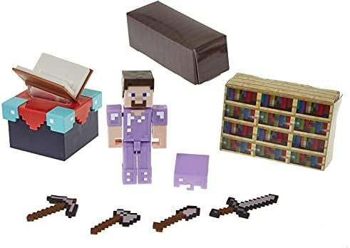 Minecraft Büyüleyici Odası ile 3.25-in Steve Şekil ve Aksesuarları, Hikaye Anlatımı Macera Oyun Seti, Komple Oyun bir Kutu, Hediye