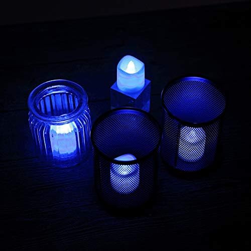 LİTAKE Mavi LED mumlar, alevsiz Titrek mavi LED çay ışıkları, pil Kumandalı Gerçekçi LED adak mum ışıkları Toplu Noel Doğum Günü