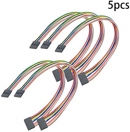 Heyıarbeıt 5 pcs Breadboard aktarma kabloları Kadın için Kadın 30 cm Uzunluk 9pin 2.54 mm Pitch Renkli Şerit Kablolar için DIY