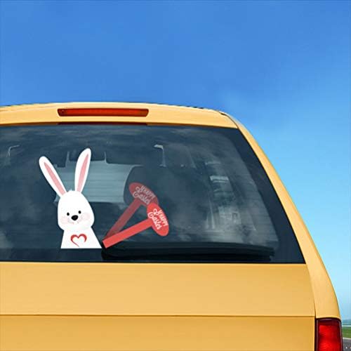 Amosfun Paskalya tavşanı Silecek Sticker Yaratıcı Mutlu Paskalya tavşanı Çıkartmalar Çıkarılabilir 3D Bunny Pencere Çıkartmaları