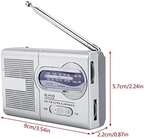 GOUCER Taşınabilir Cep Radyosu, Çok fonksiyonlu Mini Cep AM / FM BC-R119 Radyo Hoparlör Alıcısı Teleskopik Anten, AM FM Kompakt