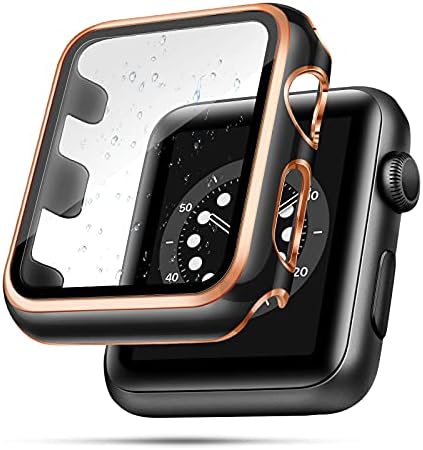 top4cus 38mm Kılıf Apple Watch ile Uyumlu, 38mm Tampon Dahili Temperli Cam Ekran Koruyucu, iWatch Serisi SE için Koruyucu PC