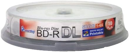 Smartbuy 10-disk 50 Gb 6X Blu-Ray Bd-r Dl Çift Katmanlı Çift Katmanlı Beyaz Mürekkep Püskürtmeli Hub Yazdırılabilir Boş Veri