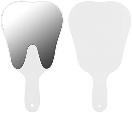Diş Aynası, Diş Şekilli Ayna Sevimli Saplı Diş Aynası El Aynası Diş Aksesuarı (Beyaz)