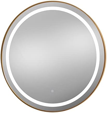 Pıbbs Sola Gold 36 Yuvarlak LED Salon Aynası, Dahili Kısılabilir LED ışık, Kolay Erişilebilir Açma / Kapama Düğmesi, Güzel Eğriler