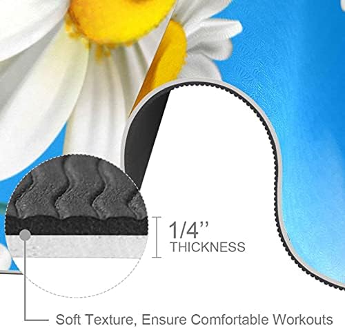 Papatya Beyaz Çiçekler Ekstra Kalın Yoga Mat-Çevre Dostu Kaymaz egzersiz ve fitness matı egzersiz matı Her Türlü Yoga, Pilates