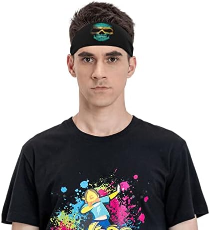 Bahamalar Bayrağı Kafatası Unisex Yoga Atletik Hairband Yumuşak Elastik Streç Bantlar Kaymaz Nem Esneklik Headwrap Fitness Egzersiz