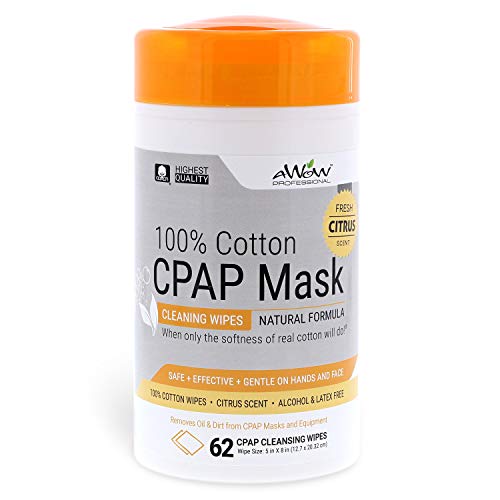 AWOW Profesyonel Kalıcı Olmayan Lite Narenciye Kokulu Pamuklu CPAP Maske Temizleme Mendili, Doğal Formül, 186 Mendil (3 Kutu)