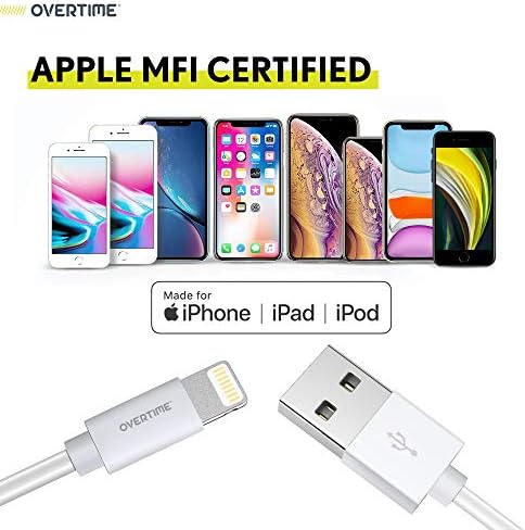 Apple MFi Sertifikalı 4ft Yıldırım Kablosu, Dalgalanma Koruyucusu Çıkış Soketi Genişletici Raflı USB Duvar Şarj Cihazı iPhone,