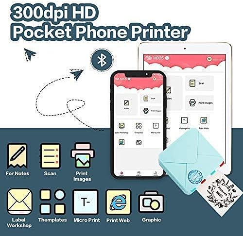Phomemo M02S Cep Termal Yazıcı - Bluetooth Fotoğraf Yazıcı ile 3 Rolls Renkli Etiket Kağıt, iOS + Android ile Uyumlu için Planı