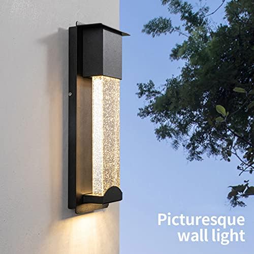 XLBHLH LED alüminyum su geçirmez duvar lambası, dış duvar ışık sıcak ışık su geçirmez siyah açık aplik 11 W 3000 K için açık