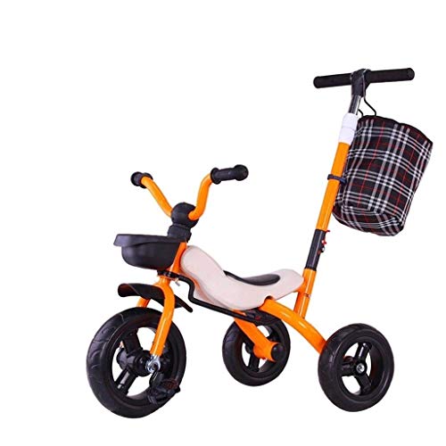 Çocuk üç tekerlekli Bisiklet Hızlı Katlanır Taşınabilir İtme Çubuğu Ayarlanabilir Bebek Arabası Arka Büyük saklama çantası 3
