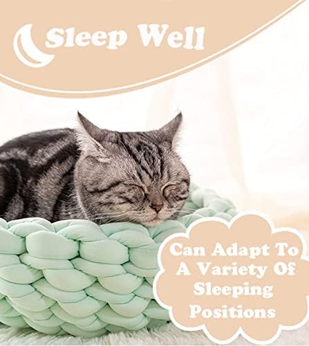 Küçük Köpekler ve Kediler için Pet Yatak, Kapalı Kediler için Yatıştırıcı Yatak,Uyku Köpek Kanepe Yuvarlak Yatak Kedi Yastık,El-Örme