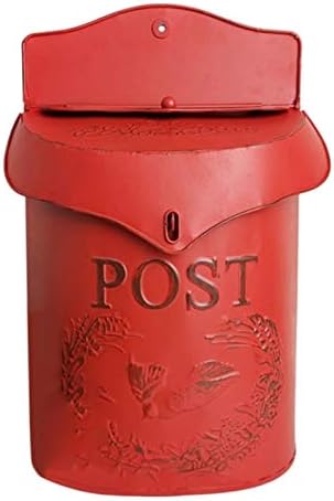 BAİFFEİ Vintage Metal Kilitlenebilir Güvenlik Sonrası Mektup Gazete Posta Kutusu Bahçe Süsleme Kırmızı (Renk: Kırmızı)