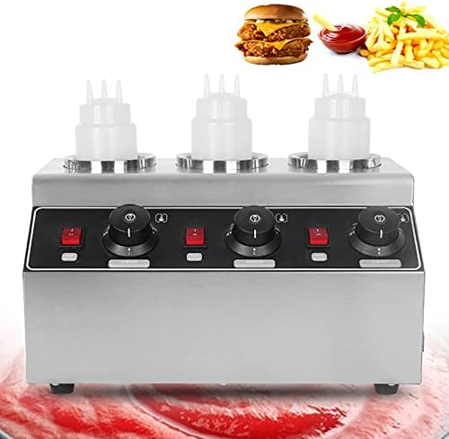 Elektrikli gıda ısıtıcıları, ticari sos ısıtıcı 3 Şişe 110 V Paslanmaz Çelik Tezgah Sos Dağıtıcı, biber Sıcak Fudge Peynir Karamel