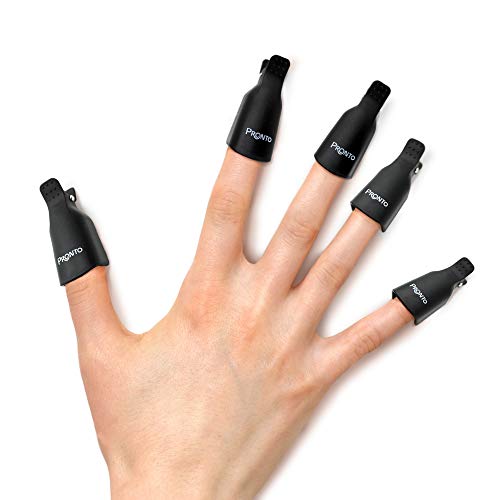 Pronto - 10 Parça Set Plastik Akrilik Kapalı Islatın Kap Klip-Profesyonel Nail Art UV Jel Cila Sökücü-Kullanımlık ve Space Saver