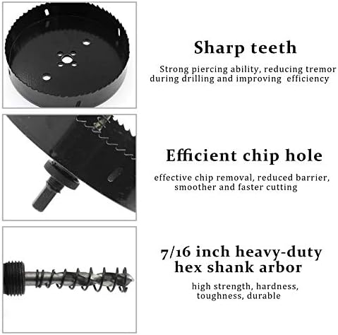 Bonsicoky 6-3 / 8 inç Delik Testere ile Ağır Çardak, 1-1/2 İnç Kesme Derinliği HSS Bi-Metal Büyük Delik Kesici için Can ışık