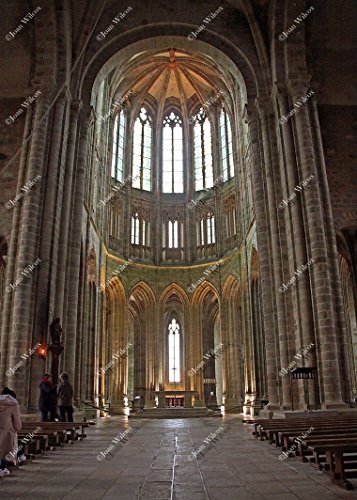 Mont St. Michel Normandiya Kilisesi Fransa Avrupa Gotik Ortaçağ Abbey Mimarisi Tabernacle Orijinal Güzel Sanatlar Fotoğraf Duvar