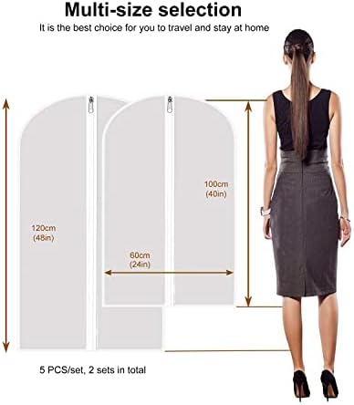 Eilsorrn Asılı Giysi Çantası Şeffaf Takım Elbise Çantası Nefes tozluk Takım Elbise Dans Elbise Dolabı 24 inç x 40 inç 10 ADET