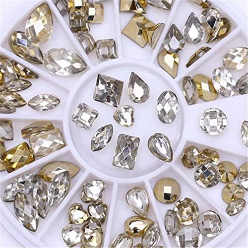 Chanwenu Yeni Altın Kristaller Çift Taraflı Glitter Manikür Süslemeleri 3D Elmas Dekor DIY Tırnak Taş Çivi Rhinestones