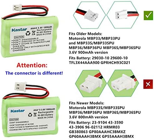 Kastar 2-Pack Ni-Mh Pil 3.6 V 1000 mAh Yedek Motorola Dijital Video bebek Monitörü için MBP18, MBP18/2, MBP18 / 3, MBP18 / 4,