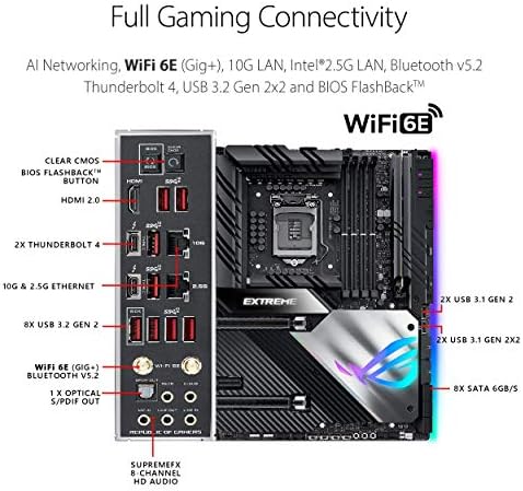 Asus ROG Maximus XIII Extreme (WiFi 6E) Z590 LGA 1200 (Intel® 11./10. Nesil) EATX Oyun Anakartı (PCIe 4.0, 18 + 2 Güç Kademesi,