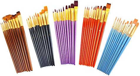 S & E TEACHER'S EDİTİON 50 Adet Renkli Boya Fırçası Seti, Naylon Saç, Akrilik, Yağ, Suluboya Boyalar